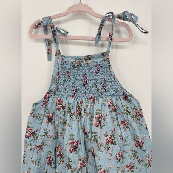 Brock Collection X Minnow Girls 7/8 Provence Blue Floral Smocked Cotton Dress - Picture 5 of 9